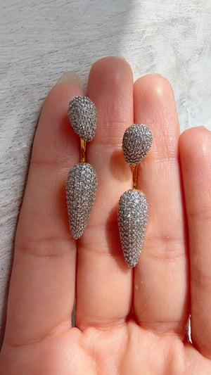 Diamond Ear Jacket Earrings/ Back Crystal Stud Earrings/Indian Earring Set/Bridal Jewelry Gift For Her