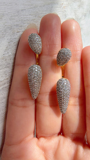 Diamond Ear Jacket Earrings/ Back Crystal Stud Earrings/Indian Earring Set/Bridal Jewelry Gift For Her