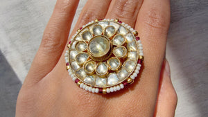Jadau Pachi Kundan finger ring /Bridal Kundan Moissanite diamond Ring/Adjustable Ring/Diamond Kundan Ring /Indian Wedding jewelry/