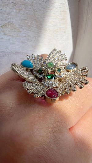 Multi stone Cocktail ring/Bridal Kundan diamond Ring/Adjustable Ring/Diamond Kundan Ring /Indian Wedding jewelry/