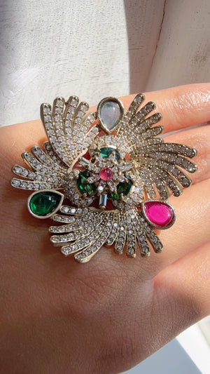 Multi stone Cocktail ring/Bridal Kundan diamond Ring/Adjustable Ring/Diamond Kundan Ring /Indian Wedding jewelry/