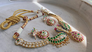 Pachi Kundan Bridal peacock Necklace Set | Moissanite Polki Kundan Necklace | Indian Wedding Jewelry | Statement Necklace