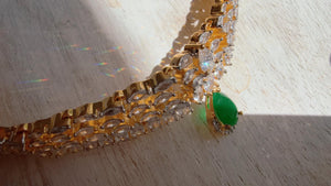 2 tone Emerald green diamond choker/Indian jewelry/Bridal choker/ bridal diamond choker/green necklace choker