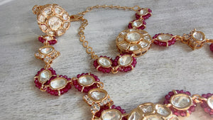 Moissanite Kundan Haath Phool Hath Panja Bracelet Ring Set | Polki Hand Harness | Indian Bridal Jewelry | Ruby Hand Jewelry - Bella