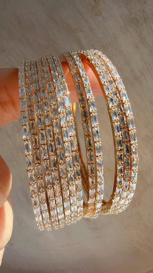 cubic zirconia Gold bangles set of 12/ Indian CZ Bangles/ diamond Bangle Set/Set of 12 gold American Diamond CZ Bangles