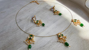 Pachi Kundan Invisible Jewelry Set | Elephant Kundan Jadau Invisible Necklace | Simple Drop Choker