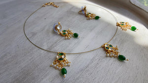 Pachi Kundan Invisible Jewelry Set | Elephant Kundan Jadau Invisible Necklace | Simple Drop Choker