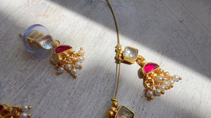 Pachi Kundan Invisible Jewelry Set | Elephant Kundan Jadau Invisible Necklace | Simple Drop Choker