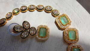 Polki Kundan Mint Necklace Set with Earrings | Indian Bridal Wedding Necklace | Traditional Polki Necklace - Mehak