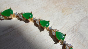 Gold Single Line Green Diamond Necklace | CZ Choker Necklace | Indian Jewelry | Modern Elegant Diamond Necklace | Bridal Party Wear - Shelly