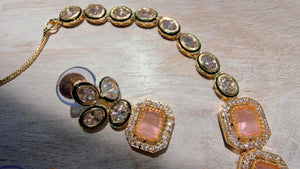 Polki Kundan Pink Necklace Set with Earrings | Indian Bridal Wedding Necklace | Traditional Polki Necklace - Mehak