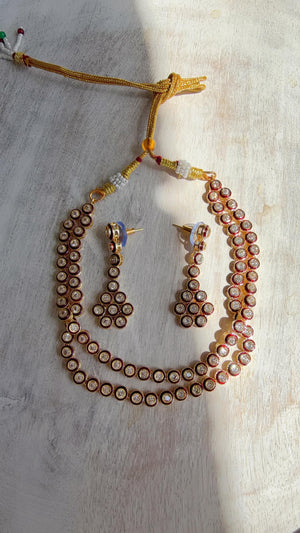 Polki Kundan Meena work Ruby Necklace Set with Earrings | Indian Bridal Wedding Necklace | Traditional Polki Necklace - Mehak