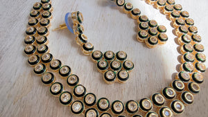 Polki Kundan Meena work Emerald Necklace Set with Earrings | Indian Bridal Wedding Necklace | Traditional Polki Necklace - Mehak