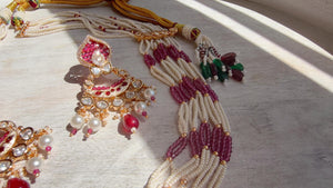 Ruby Diamond Rani Haar Necklace Set | Kundan Diamond Long Necklace | Indian Bridal Jewelry | Indian Wedding Necklace - Mary