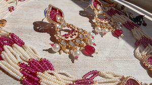 Ruby Diamond Rani Haar Necklace Set | Kundan Diamond Long Necklace | Indian Bridal Jewelry | Indian Wedding Necklace - Mary