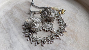 Silver Polki Kundan Mint pink Necklace Set with Earrings and Tikka | Wedding Bridal Necklace | Indian Jewelry | Bridal Jewelry | Alia