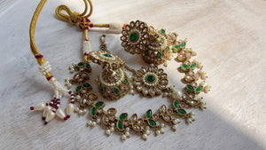 Antique Polki Kundan Green Necklace Set with Earrings and Tikka | Wedding Bridal Necklace | Indian Jewelry | Bridal Jewelry | Alia