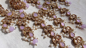 Polki Kundan Choker Necklace Set – Purple Indian Bridal Jewelry, Antique Mehndi Plated Wedding Choker - Nimrit