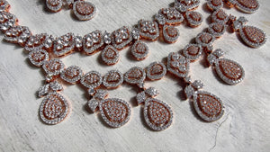 Rose Gold Diamond Necklace | Bridal Necklace Set | Indian Diamond Necklace | CZ Choker