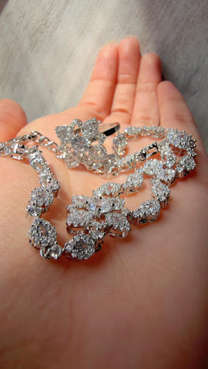 Rhodium Floral Haath Phool /Indian Hand Jewelry/Haath phool - Sahiba