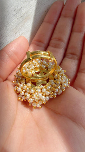 Pachi Kundan Statement ring/Bridal Kundan Moissanite diamond Ring/Adjustable Ring/Indian Wedding jewelry/
