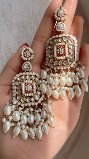 Kundan Chandbali Earrings | Indian Bridal Chandbali | Traditional Wedding Jewelry | Statement Kundan Earrings