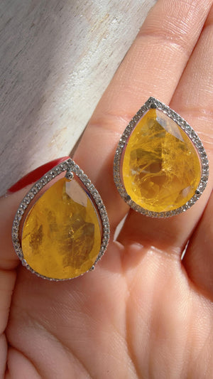 Pear shape Doublet Stud Earrings | Diamond Kundan Statement Studs