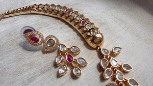 Ruby kundan hasli style Necklace Set Indian Bridal Wedding Jewelry / diamond Hasli /Indian Wedding jewelry