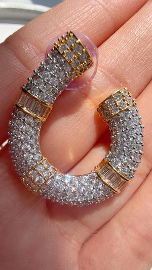 2 tone diamond collar Necklace and Stud Earrings Set | Moissanite CZ Jewelry | Luxury Statement Set