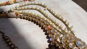 Antique Polki Kundan Mint Necklace Set with Bahubali Jhumka & Maang Tikka | Indian Bridal Jewelry