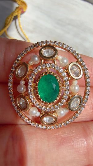 Green Kundan Diamond Necklace Set | Indian Bridal Wedding Jewelry | Traditional Bridal Statement Necklace