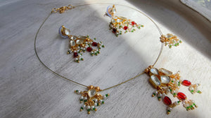 Pachi Kundan Invisible Jewelry Set | Elephant Kundan Jadau Invisible Necklace | Simple Drop Choker