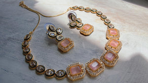 Polki Kundan Pink Necklace Set with Earrings | Indian Bridal Wedding Necklace | Traditional Polki Necklace - Mehak
