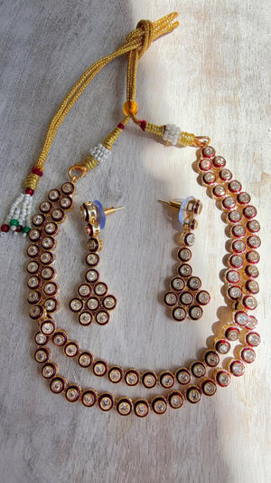 Polki Kundan Meena work Ruby Necklace Set with Earrings | Indian Bridal Wedding Necklace | Traditional Polki Necklace - Mehak