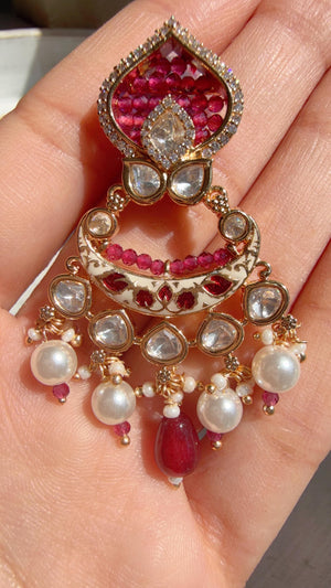 Ruby Diamond Rani Haar Necklace Set | Kundan Diamond Long Necklace | Indian Bridal Jewelry | Indian Wedding Necklace - Mary