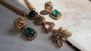 Sabyasachi-Inspired Blue Green Long Chain Necklace Set | Kundan Stone Bridal Jewelry | Indian Wedding Necklace – Naina