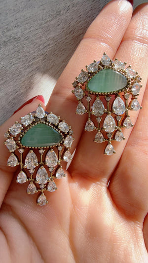 Chandelier Diamond Mint Studs/Saanvi doublet Earrings/Moissanite Kundan Studs /Indian Jewelry /Statement Stud Earring/