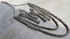 Silver Double Layer Diamond Tennis Necklace | Bridal Choker | Indian Diamond Necklace | CZ Tennis Necklace