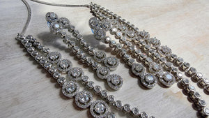 Silver Double Layer Diamond Tennis Necklace | Bridal Choker | Indian Diamond Necklace | CZ Tennis Necklace