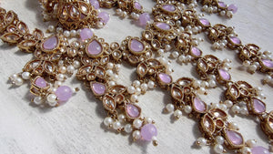 Polki Kundan Choker Necklace Set – Purple Indian Bridal Jewelry, Antique Mehndi Plated Wedding Choker - Nimrit
