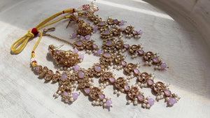Polki Kundan Choker Necklace Set – Purple Indian Bridal Jewelry, Antique Mehndi Plated Wedding Choker - Nimrit