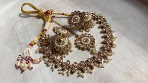 Gold Polki Kundan Necklace Set with Earrings and Tikka | Wedding Bridal Necklace | Indian Jewelry | Bridal Jewelry | Alia