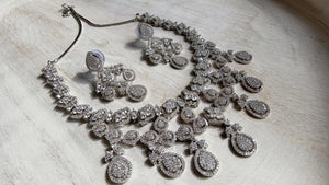 Silver Diamond Necklace | Bridal Necklace Set | Indian Diamond Necklace | CZ Choker