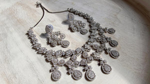 Silver Diamond Necklace | Bridal Necklace Set | Indian Diamond Necklace | CZ Choker