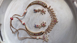 Ruby kundan hasli style Necklace Set Indian Bridal Wedding Jewelry / diamond Hasli /Indian Wedding jewelry