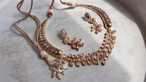 Ruby kundan hasli style Necklace Set Indian Bridal Wedding Jewelry / diamond Hasli /Indian Wedding jewelry