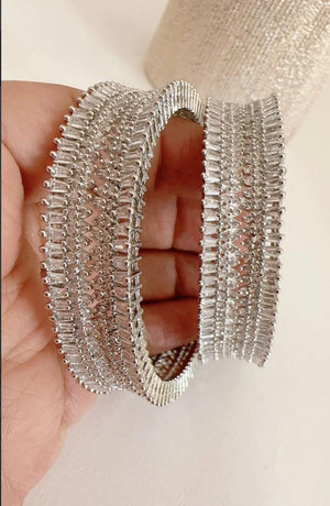 Rhodium Finish American diamond bangle/ Cz stone Silver diamond Indian bangles/Indian Jewelry /bridal jewelry/Cubic zirconia bangles Kada