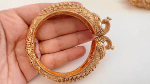 Peacock Openable Gold kada /Antique gold Kada/Kundan bridal bangles set/Gold Kada/Indian bangles Bracelets