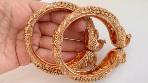 Peacock Openable Gold kada /Antique gold Kada/Kundan bridal bangles set/Gold Kada/Indian bangles Bracelets