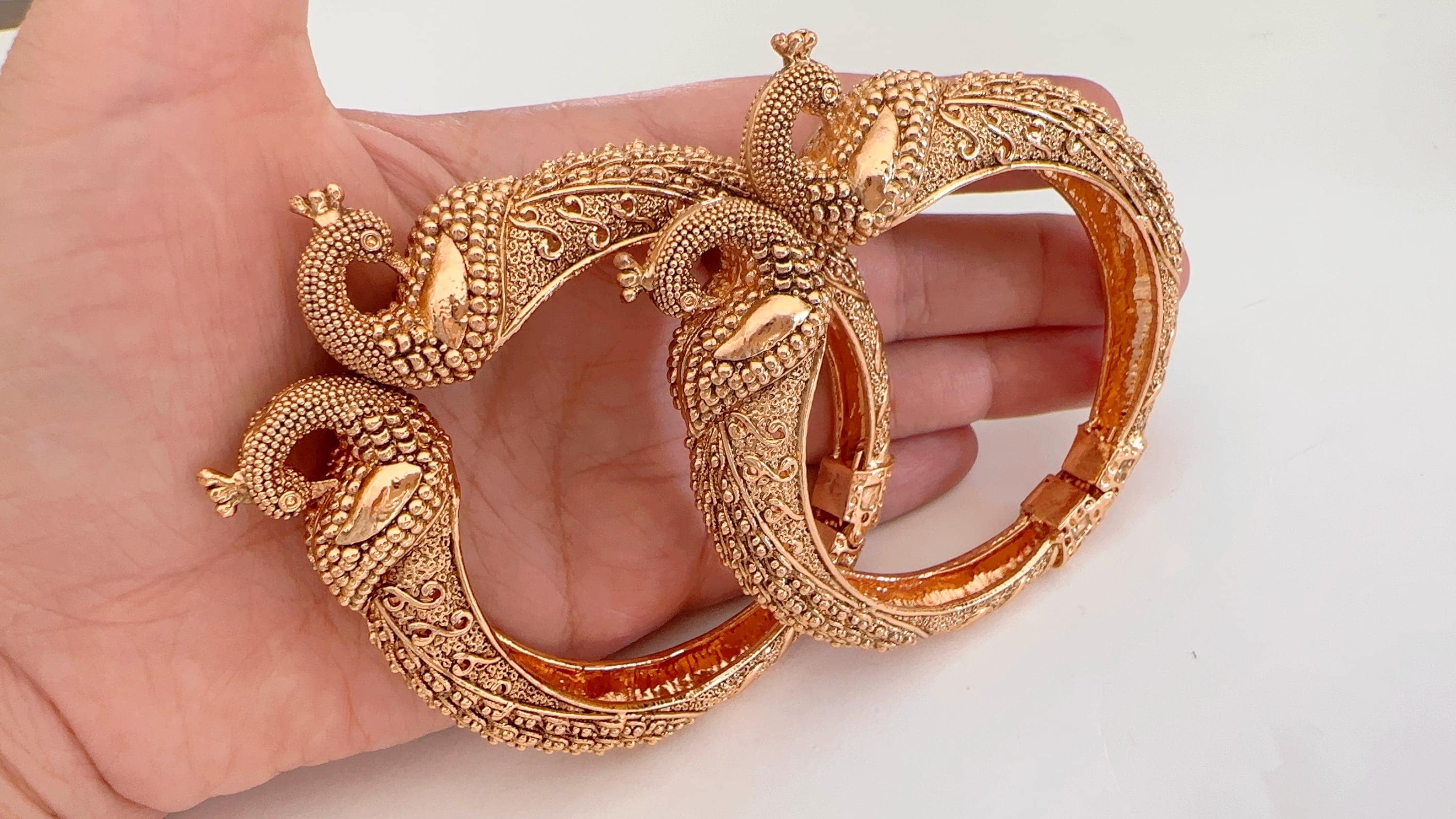 Peacock Openable Gold kada /Antique gold Kada/Kundan bridal bangles set/Gold Kada/Indian bangles Bracelets
